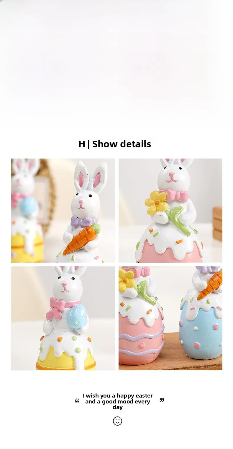 🐰 3pc Cute Easter Rabbit Resin Ornament Set 🐰