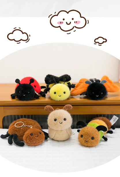 🕷️🐛🐝 Cute Insect Plush Keychain Collection 🐝🐛🕷️