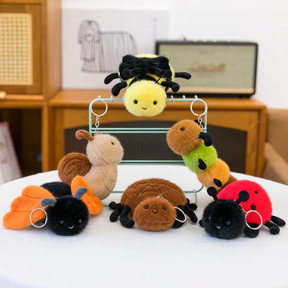 🕷️🐛🐝 Cute Insect Plush Keychain Collection 🐝🐛🕷️