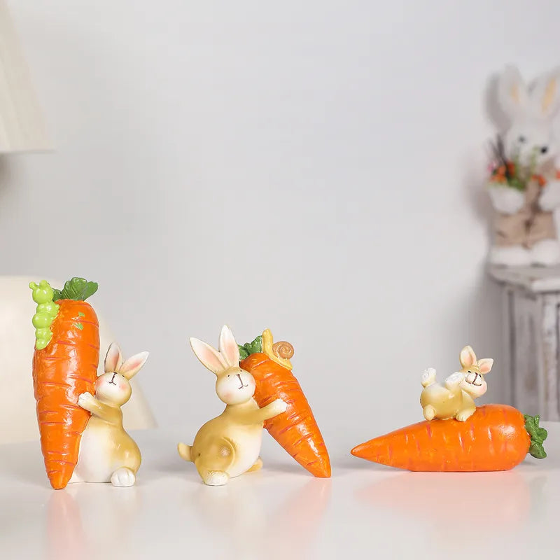 🥕🐰 3pc Cute Resin Easter Rabbit Ornament 🐰🥕