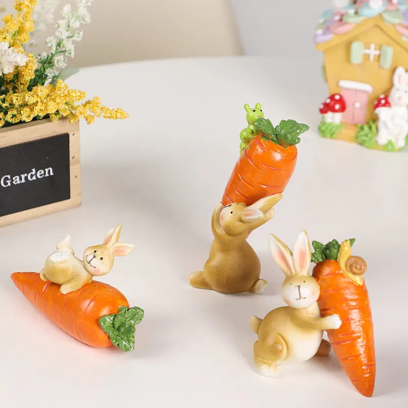🥕🐰 3pc Cute Resin Easter Rabbit Ornament 🐰🥕