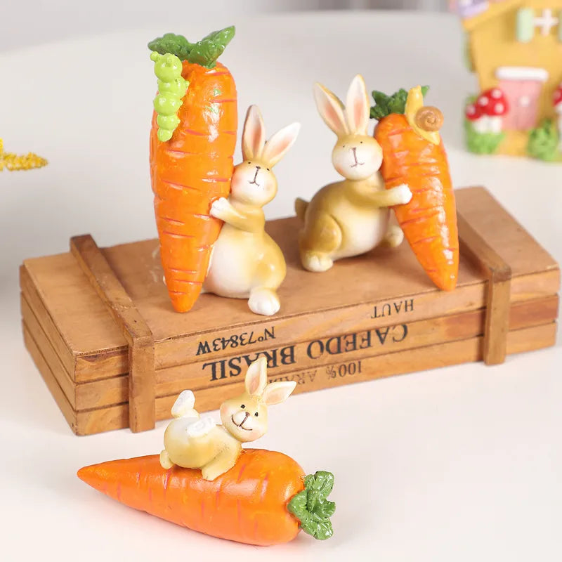 🥕🐰 3pc Cute Resin Easter Rabbit Ornament 🐰🥕