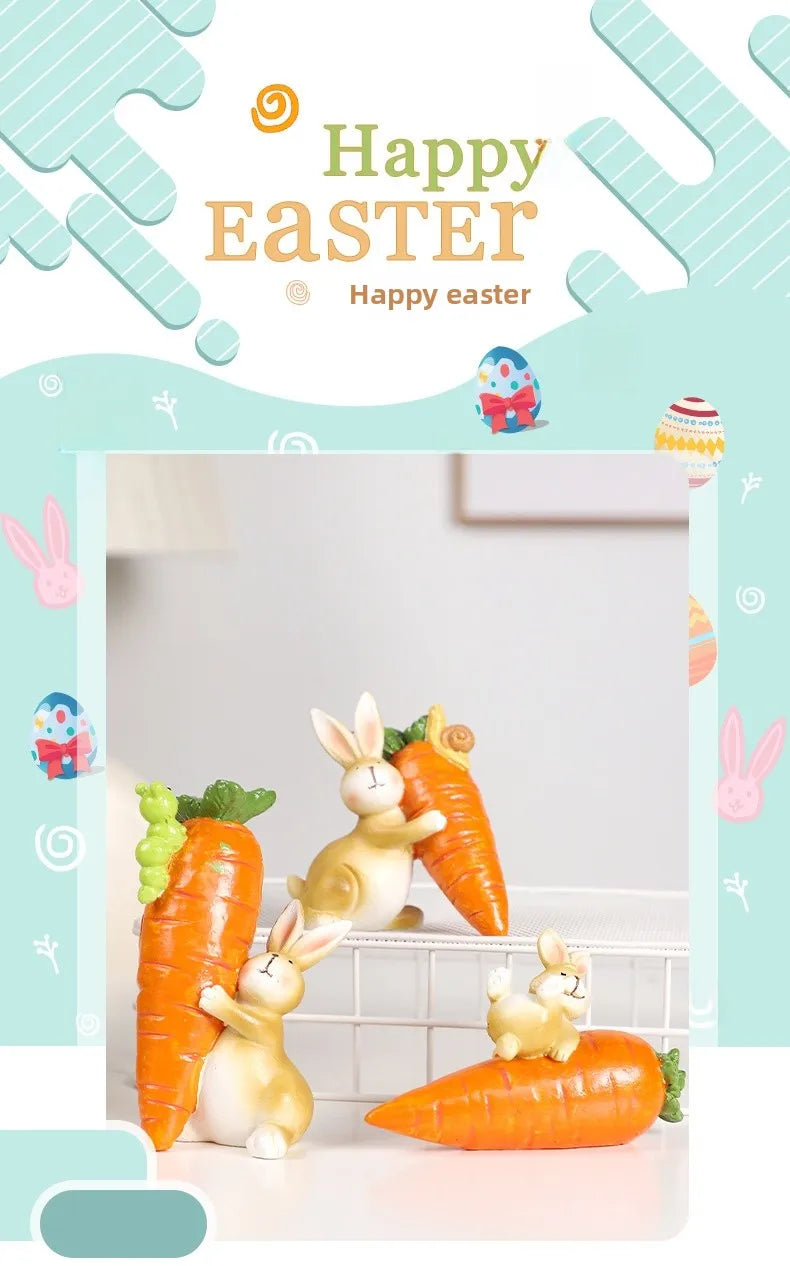 🥕🐰 3pc Cute Resin Easter Rabbit Ornament 🐰🥕