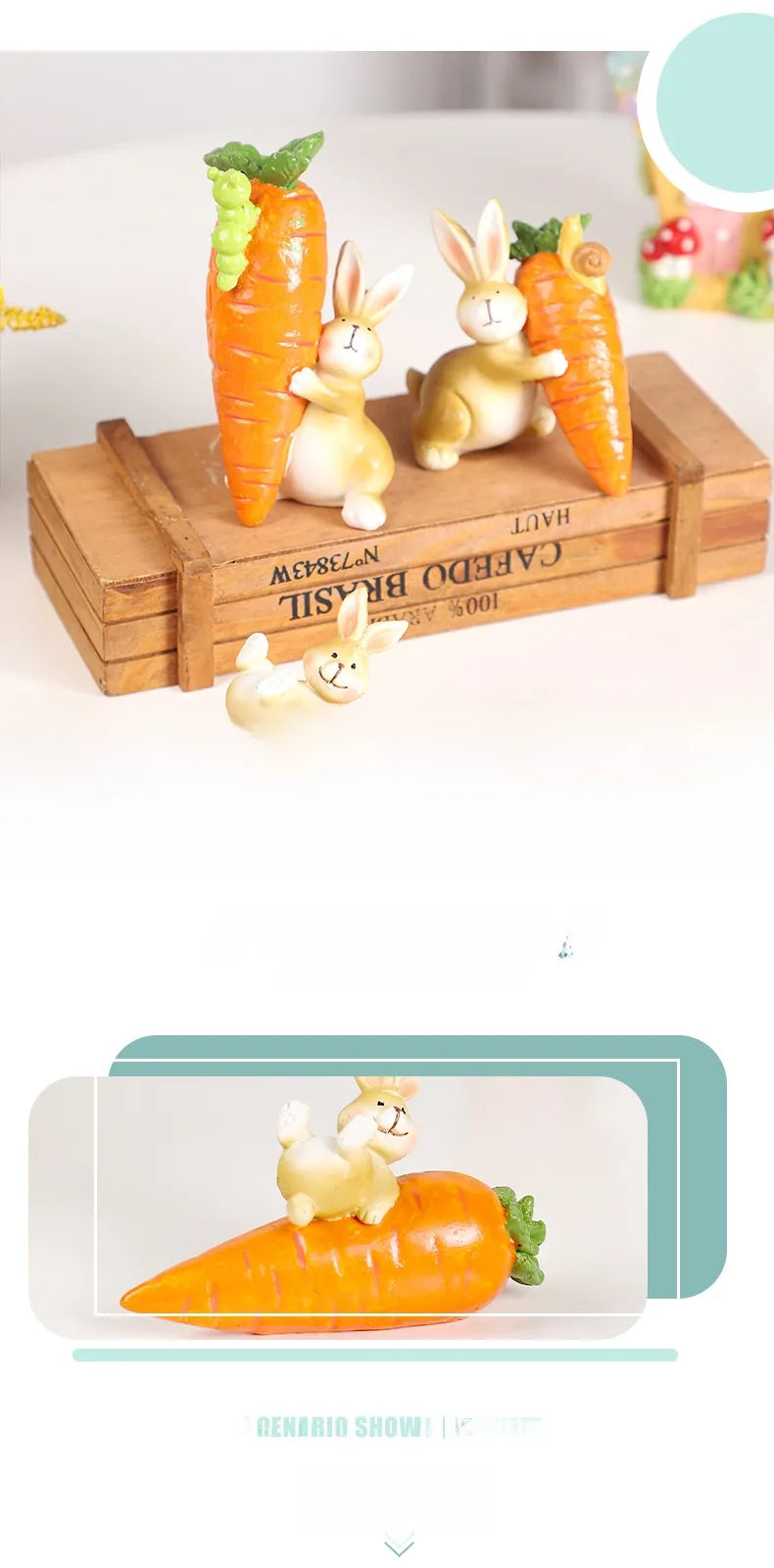 🥕🐰 3pc Cute Resin Easter Rabbit Ornament 🐰🥕