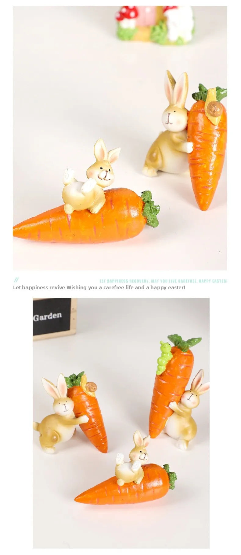 🥕🐰 3pc Cute Resin Easter Rabbit Ornament 🐰🥕