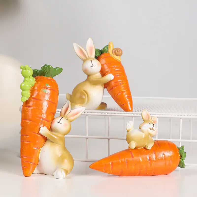 🥕🐰 3pc Cute Resin Easter Rabbit Ornament 🐰🥕