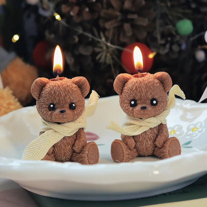 🐻🕯️ 2pc Pear & Freesia Scented 3D Teddy Candle Set 🕯️🐻