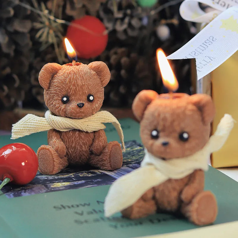 🐻🕯️ 2pc Pear & Freesia Scented 3D Teddy Candle Set 🕯️🐻