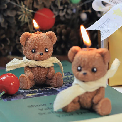🐻🕯️ 2pc Pear & Freesia Scented 3D Teddy Candle Set 🕯️🐻