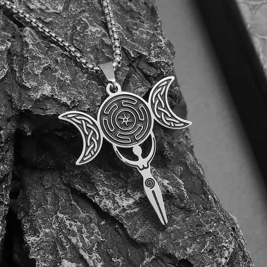 🌙 Triple Moon Spiral Goddess Healing Necklace 🌙