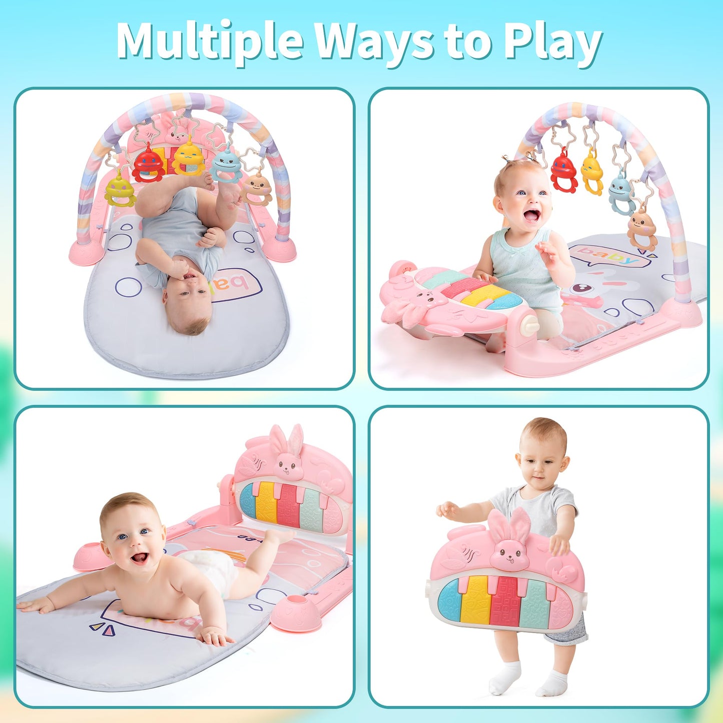🎀👶 Baby Play Mat & Piano Gym with Sensory Toys & Music 👶🎀