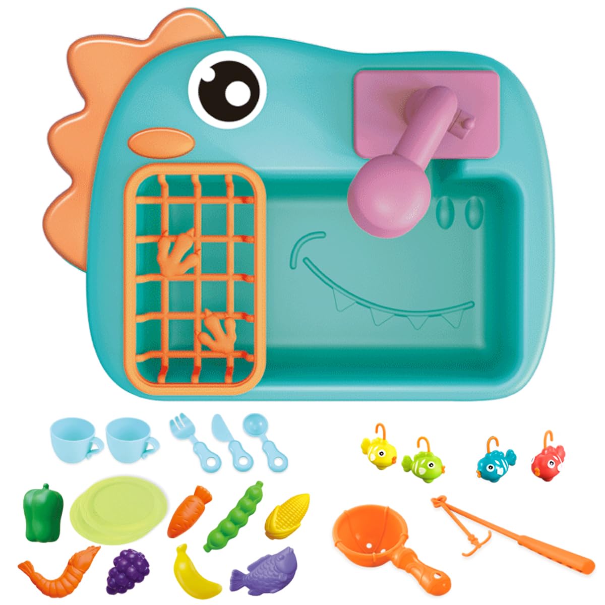 Kitchen Sink Toys with Running Water and Electric Faucet Automatic Water Cycle System