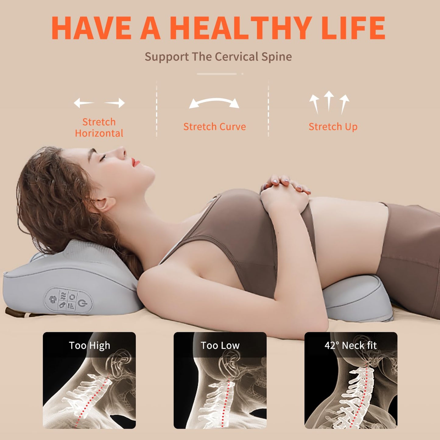 Back and Neck Massager with Heat Shiatsu Deep Tissue Kneading Pillow