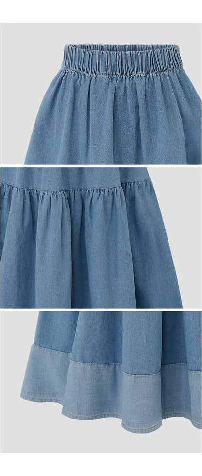 💙 Knee-Length Distressed Denim Skirt 💙