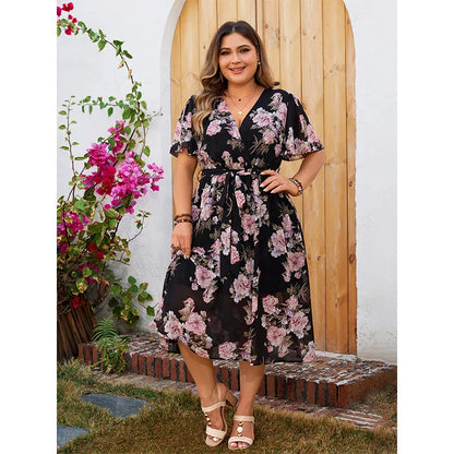 🖤🌷 Ditsy Floral Short Sleeve V-Neck Dress 🌷🖤