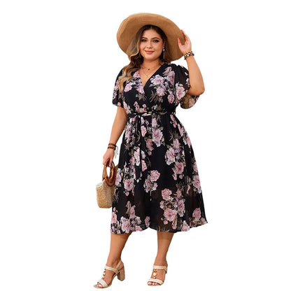 🖤🌷 Ditsy Floral Short Sleeve V-Neck Dress 🌷🖤