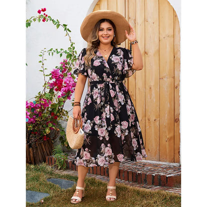 🖤🌷 Ditsy Floral Short Sleeve V-Neck Dress 🌷🖤