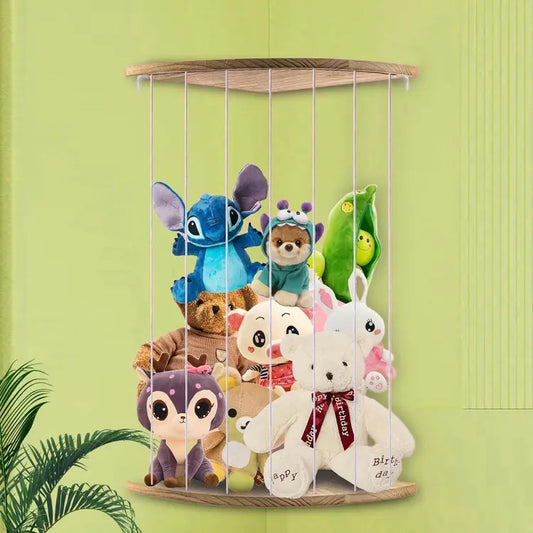 🧸🌿 Wooden Stuffed Animal Storage Corner Toy Shelf 🌿🧸