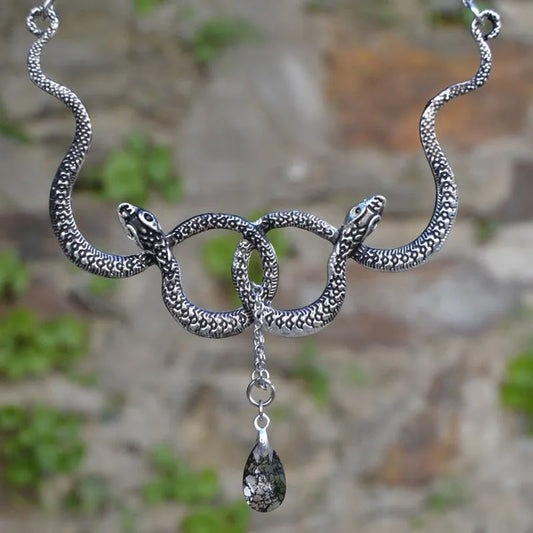 🐍 Double Snake Crystal Wrap Necklace 🐍