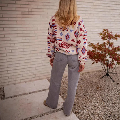 ✨ Double-Sided Fleece Hooded Sweatshirt – Geometric Print ✨