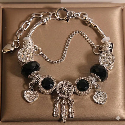 Black Dreamcatcher Charm Bracelet