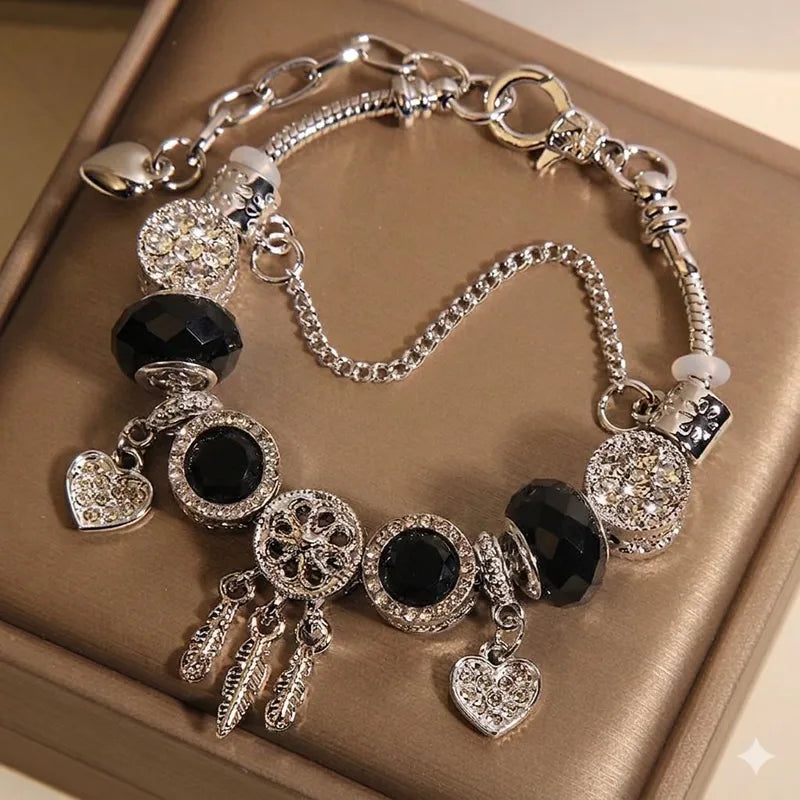 Black Dreamcatcher Charm Bracelet