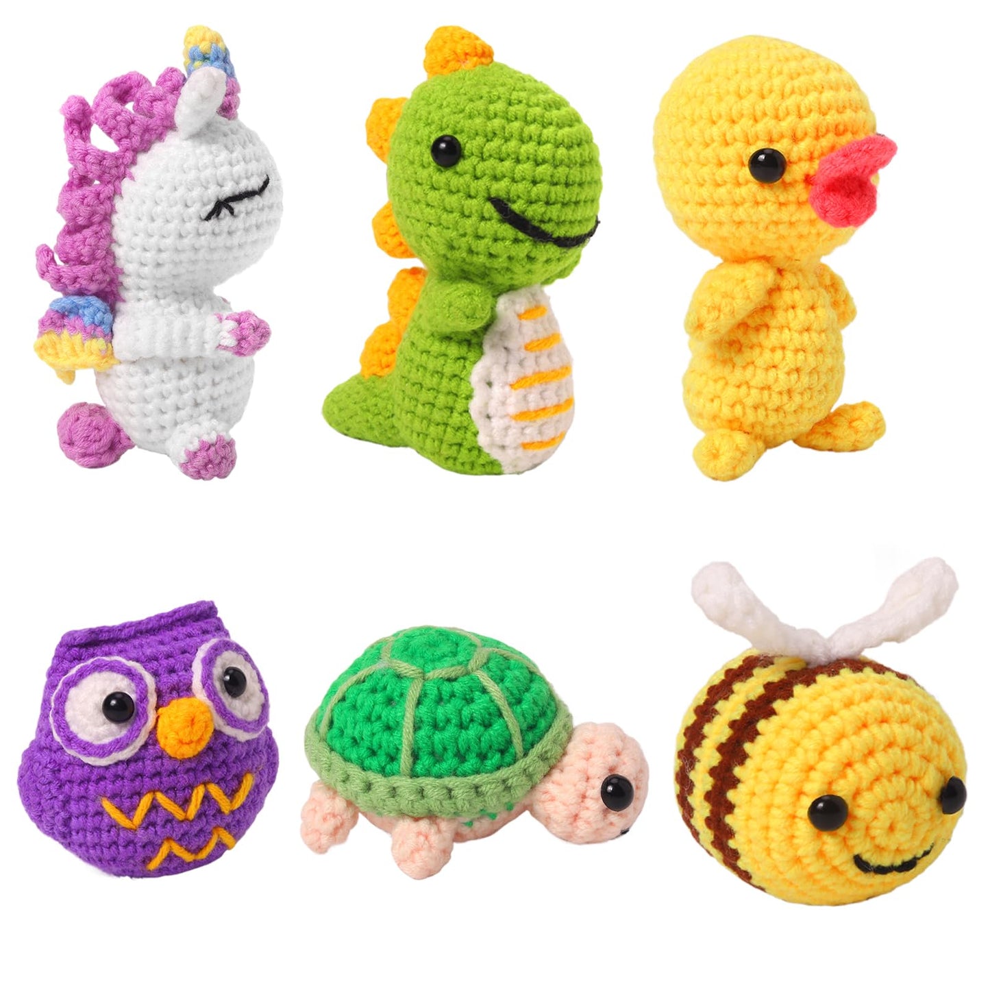 Animal Crochet Starter Kit for Beginners DIY Set to Make 6 Cute Plush Toys with Tutorials