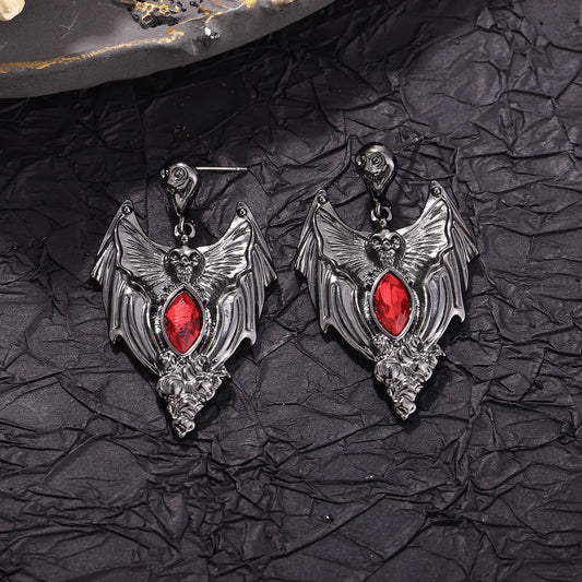 🦇 Punk Bat Skeleton Rhinestone Earrings 🦇🖤