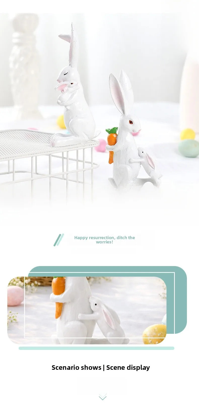 🐰 2pc Easter Rabbit Resin Ornament Mother & Baby Set 🐰