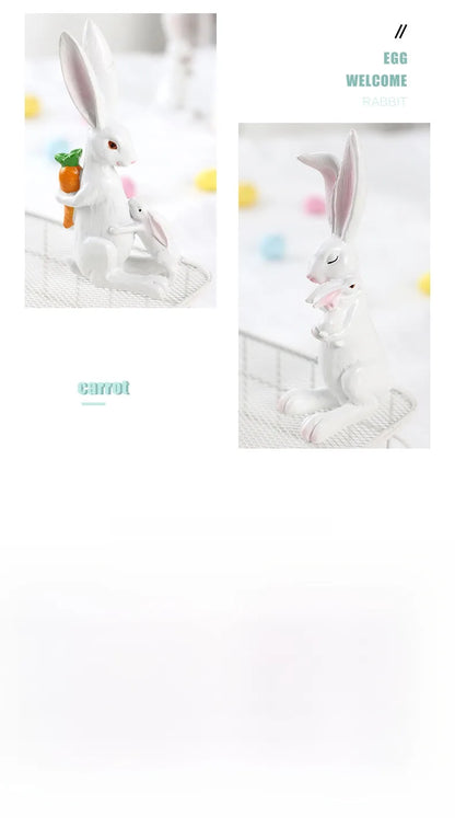🐰 2pc Rabbit Resin Ornament Mother & Baby Set 🐰
