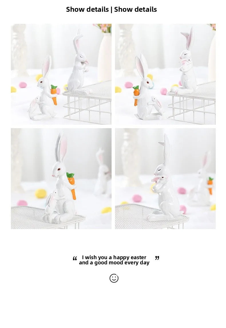🐰 2pc Easter Rabbit Resin Ornament Mother & Baby Set 🐰
