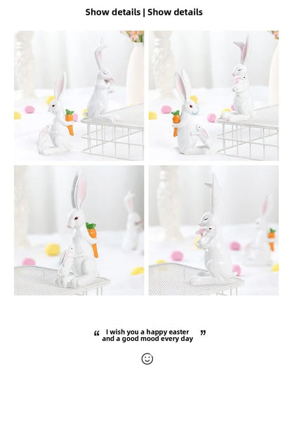 🐰 2pc Rabbit Resin Ornament Mother & Baby Set 🐰