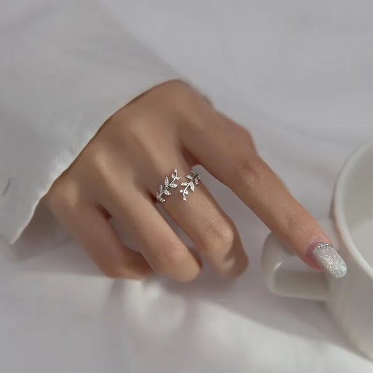 🍃 Sterling Silver 925 Leaf Adjustable Ring 🍃