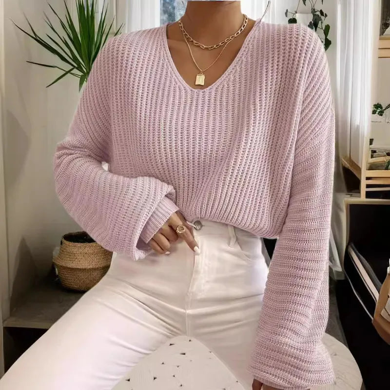 🧶 Knitted Long-Sleeve V-Neck Sweaters 🧶