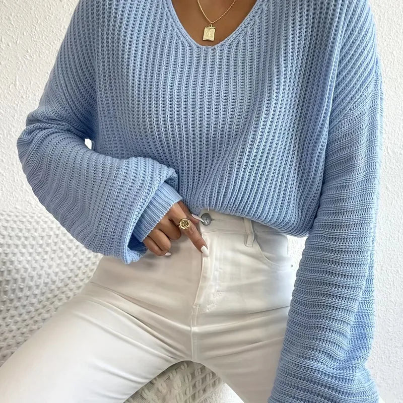 🧶 Knitted Long-Sleeve V-Neck Sweaters 🧶
