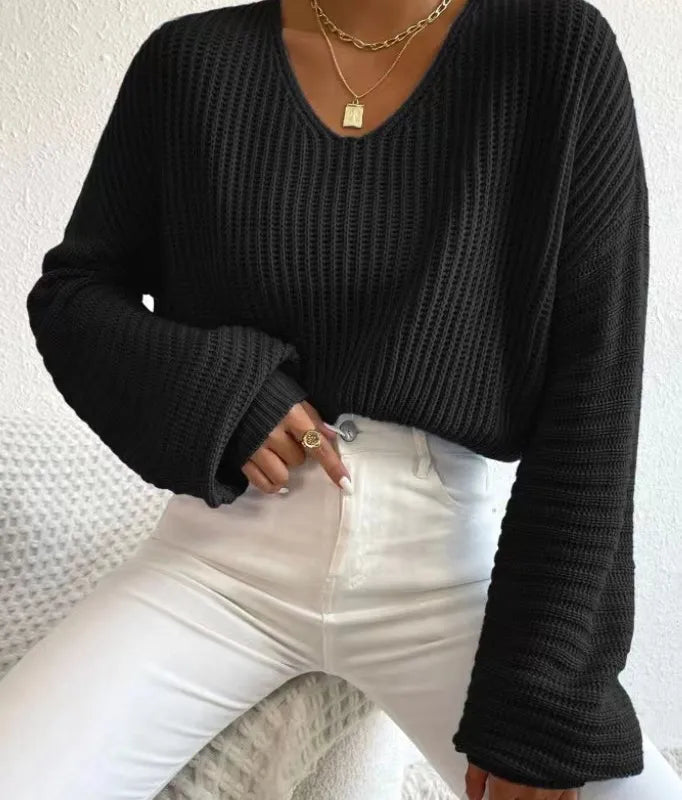 🧶 Knitted Long-Sleeve V-Neck Sweaters 🧶
