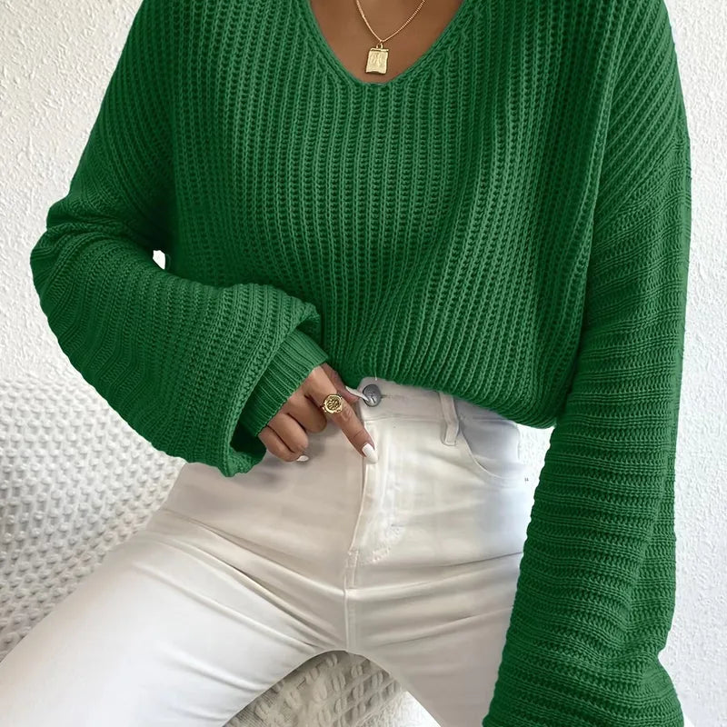 🧶 Knitted Long-Sleeve V-Neck Sweaters 🧶