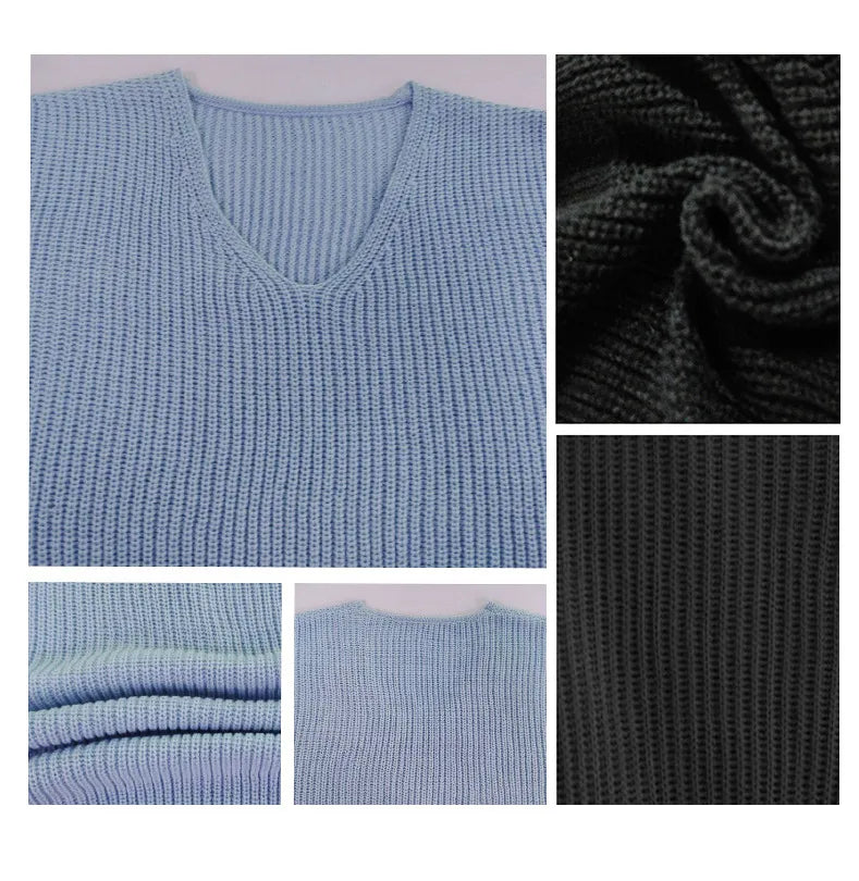 🧶 Knitted Long-Sleeve V-Neck Sweaters 🧶