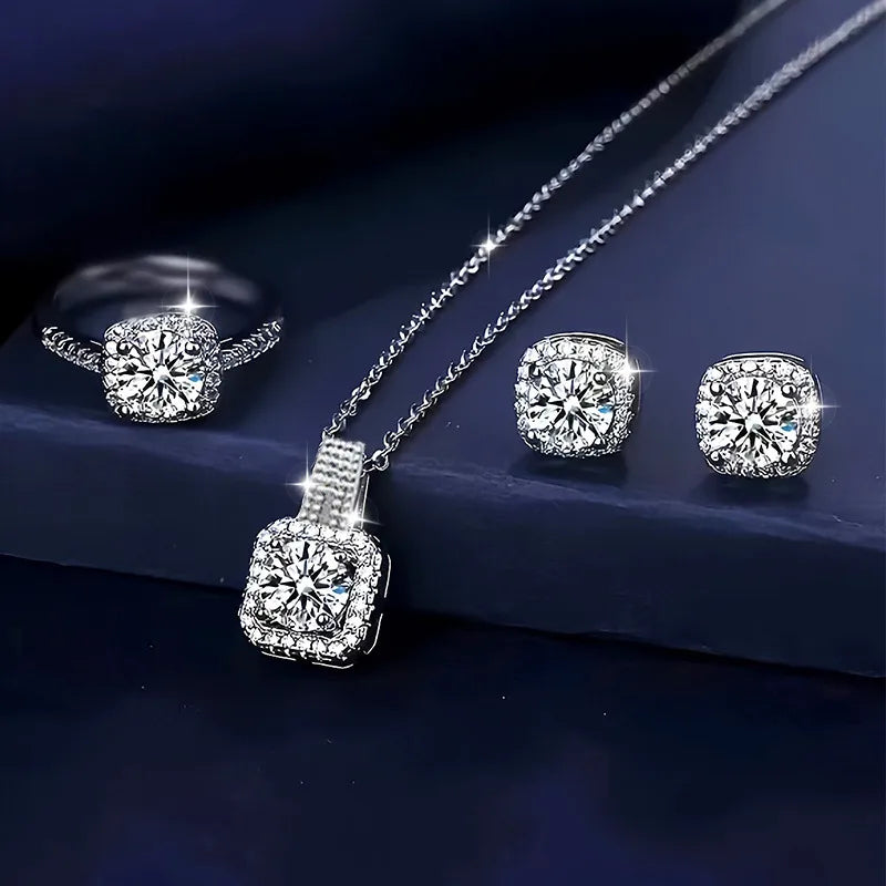 💎 Exquisite Silver Diamante Jewellery Set 💎