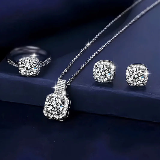 💎 Exquisite Silver Diamante Jewellery Set 💎