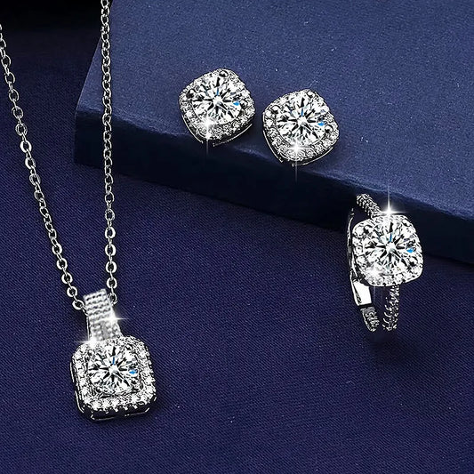 💎 Exquisite Silver Diamante Jewellery Set 💎