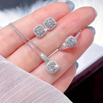 💎 Exquisite Silver Diamante Jewellery Set 💎