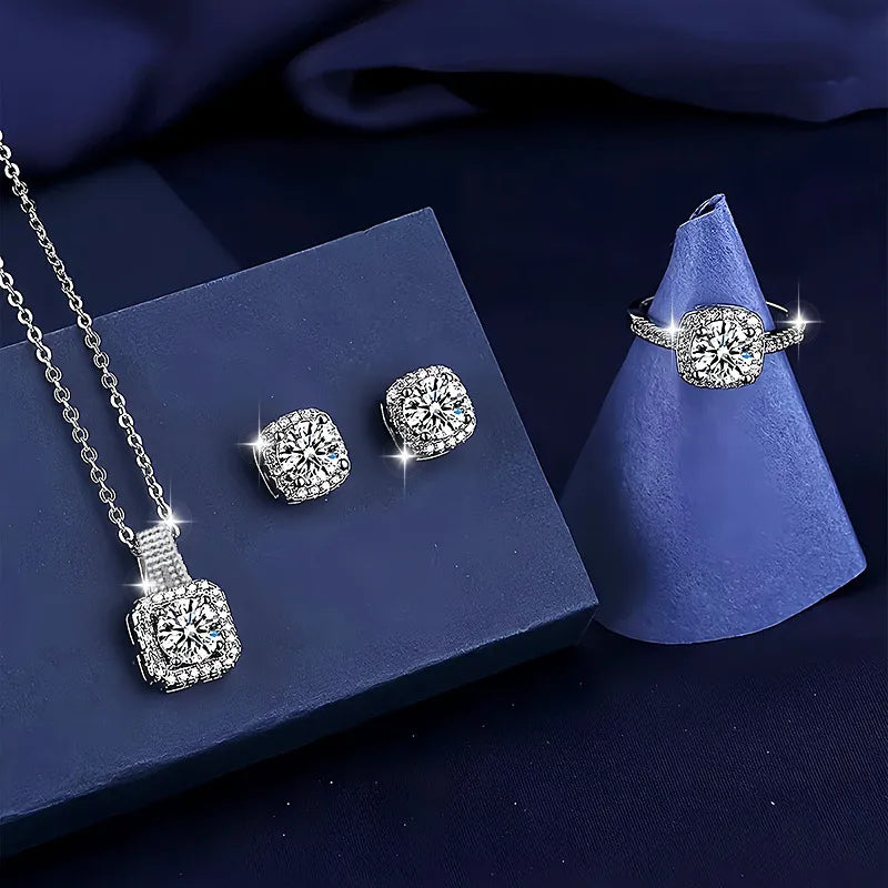 💎 Exquisite Silver Diamante Jewellery Set 💎