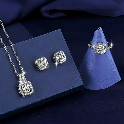 💎 Exquisite Silver Diamante Jewellery Set 💎