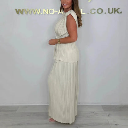 2pc Elegant Pure Colour Sleeveless Sets