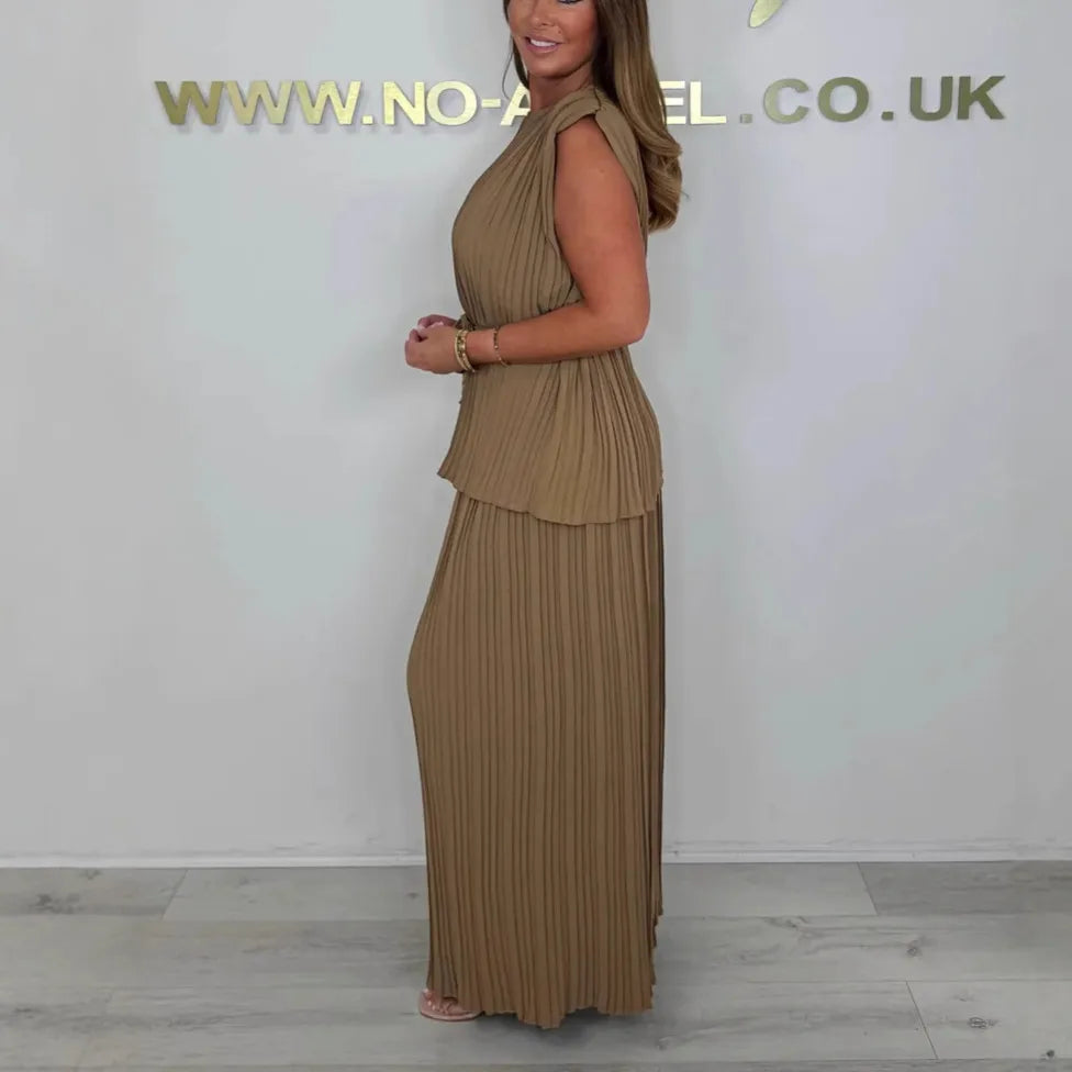 2pc Elegant Pure Colour Sleeveless Sets
