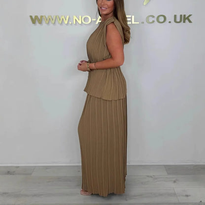 2pc Elegant Pure Colour Sleeveless Sets
