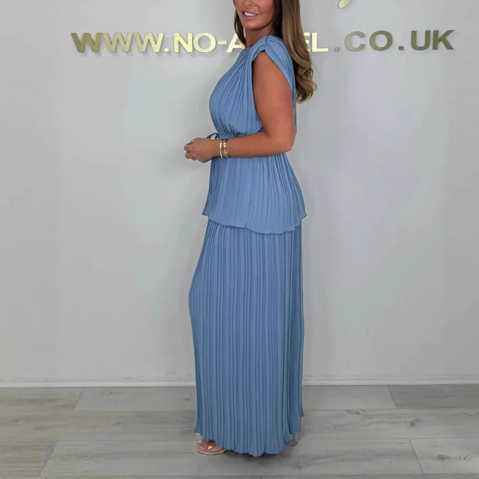 2pc Elegant Pure Colour Sleeveless Sets
