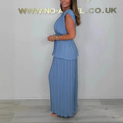 2pc Elegant Pure Colour Sleeveless Sets