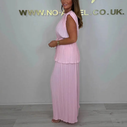 2pc Elegant Pure Colour Sleeveless Sets